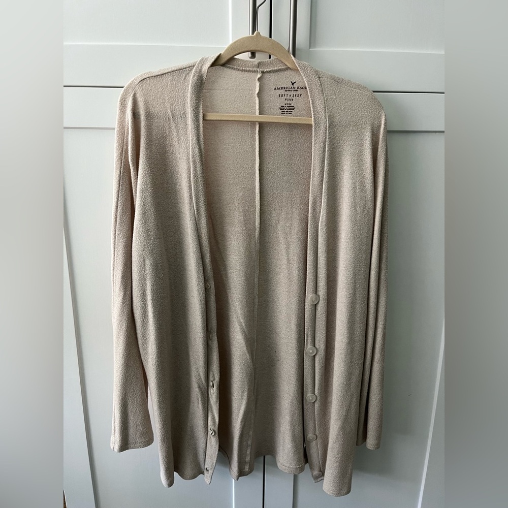 AE fuzzy long cardigan